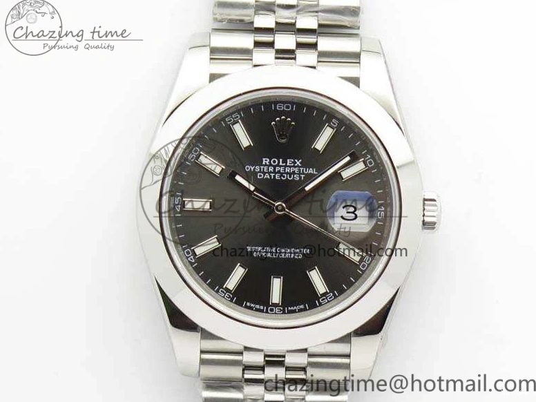MiroTime 0204 DateJust Smooth Bezel SS Noob 1:1 Best Edition Gray Sticks Dial On Jubilee Bracelet A Packable 3505